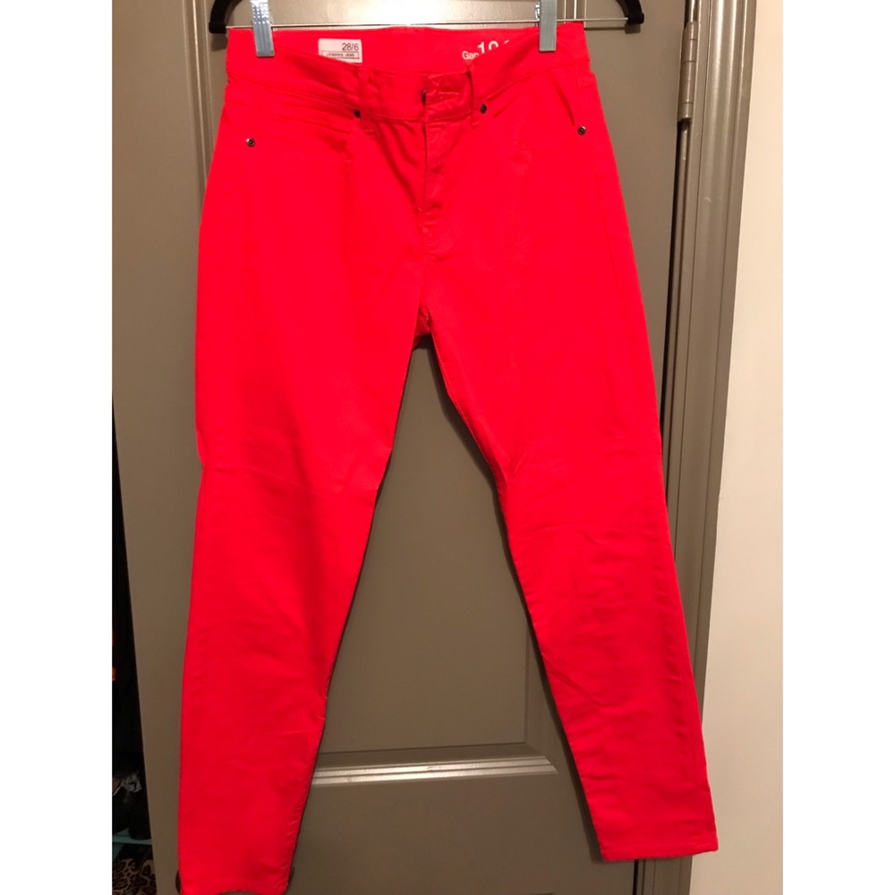 GAP Red Jeans with Zippers on Legs
